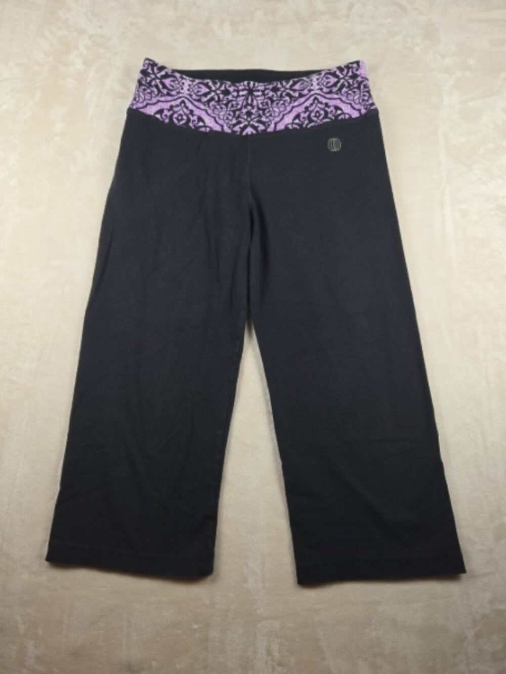 Balance Collection by Marika Black Yoga Pants L Purple Waist Flare